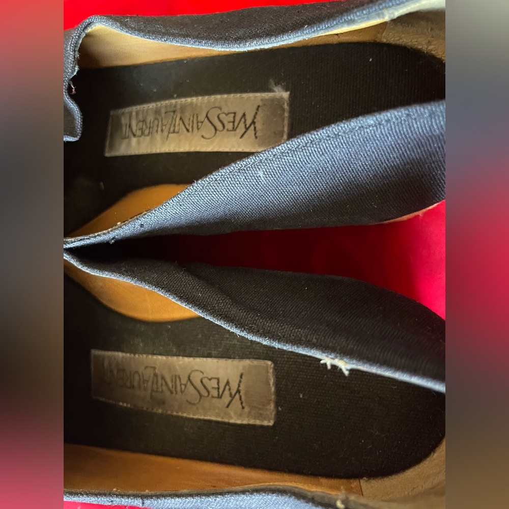 YVES SAINT LAURENT Vintage Canvas Wedge Espadrilles Heeled Espadrille YSL 8.5 9 - Picture 6 of 14
